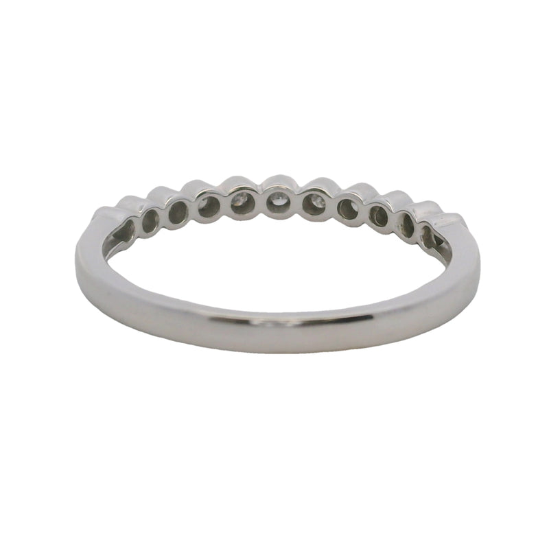 14kt White Gold and Bezel Set Round Diamond Bubble Wedding Stackable Band Ring Size 9