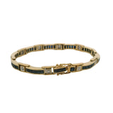 Natural Sapphire & Diamond Bar Link Station 18K 750 Yellow Gold Bracelet