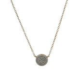 Mejuri Solid 14kt Yellow Gold Large Pavé Diamond Circle Cluster Station Pendant Necklace 18"