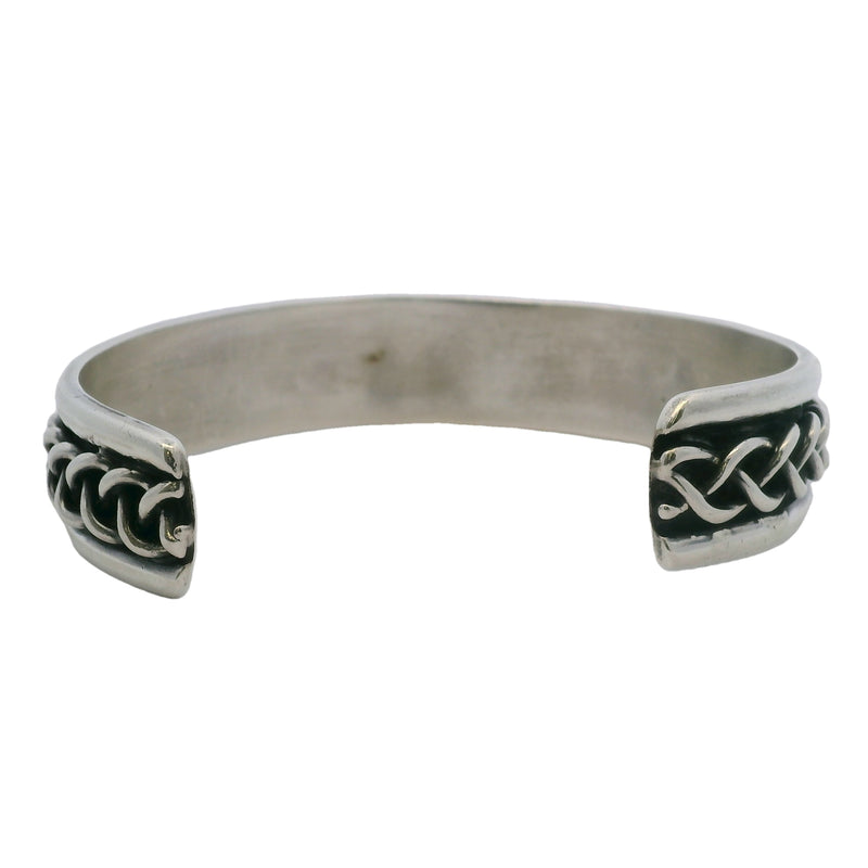 Vintage JR Mexico 925 Sterling Silver Chain Link Pattern Large Cuff Bracelet