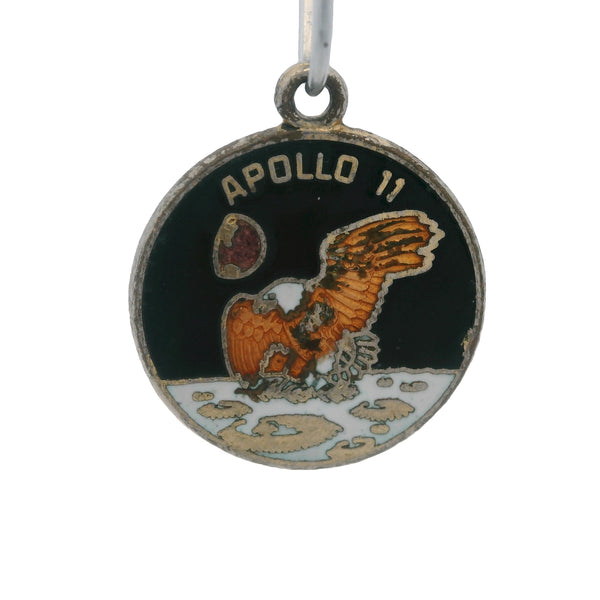 Vintage 1989 NASA 925 Sterling Apollo 11 20th Anniversary Colored Enamel Eagle Commemorative Circle Charm
