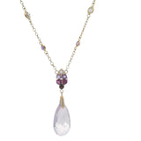Zoe B Solid 14kt Yellow Gold Amethyst, Garnet, and CZ Drop Station Necklace 17.5"
