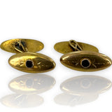 Antique Early 1900s Solid 10kt Yellow Gold Double Sided Handmade Cufflinks with Garnets and Hand-Engraving