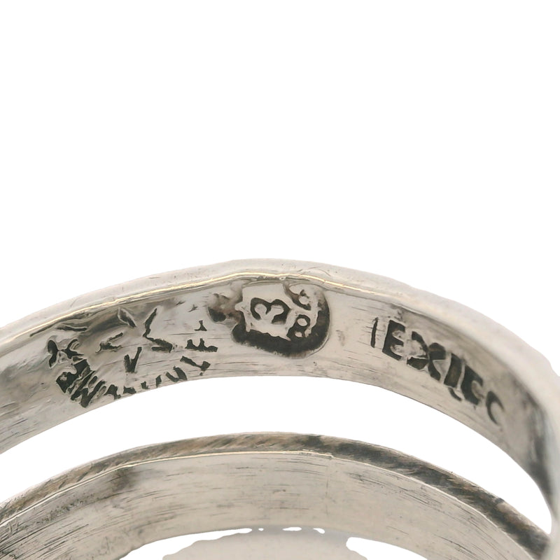 Mexican 925 Sterling Silver Coiled Snake with Turquoise Eyes Spiral Wrap Ring Size 9