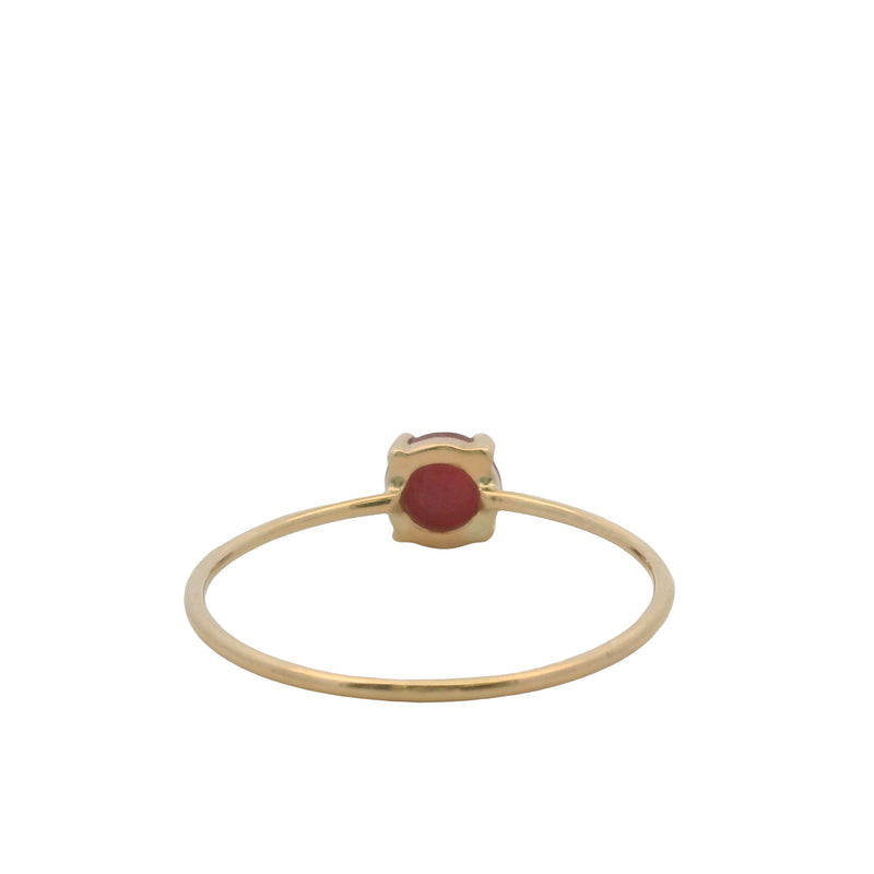 Solid 14kt Yellow Gold Cabochon Ruby Solitaire Simple Accent Ring Size 6