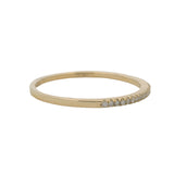 Solid 14kt Yellow Gold and Diamond Thin Dainty Half-Eternity Band Ring Size 10.5