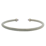 David Yurman 925 Sterling 750 Yellow Gold Amethyst Classic Cable 4mm 7.75" Cuff Bracelet