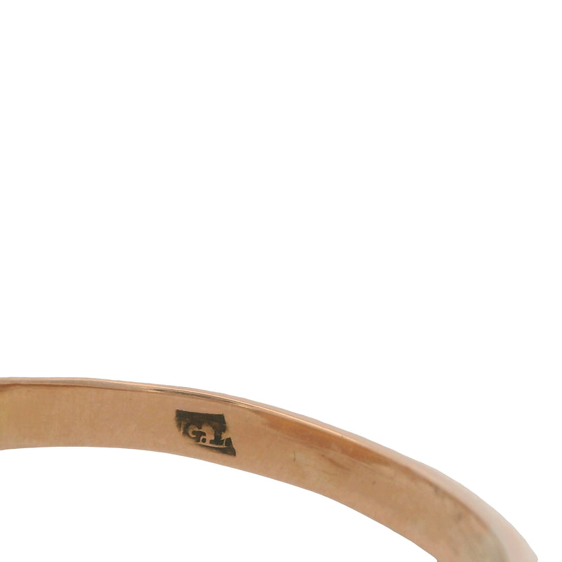 Antique Solid 14kt Yellow Gold Dainty Signet "LM" Cursive Engraving Size 5.75