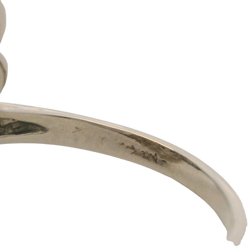 Vintage 1940-50s 14k White Gold and Diamond Retro Abstract 19mm Wide Cocktail Ring Size 7