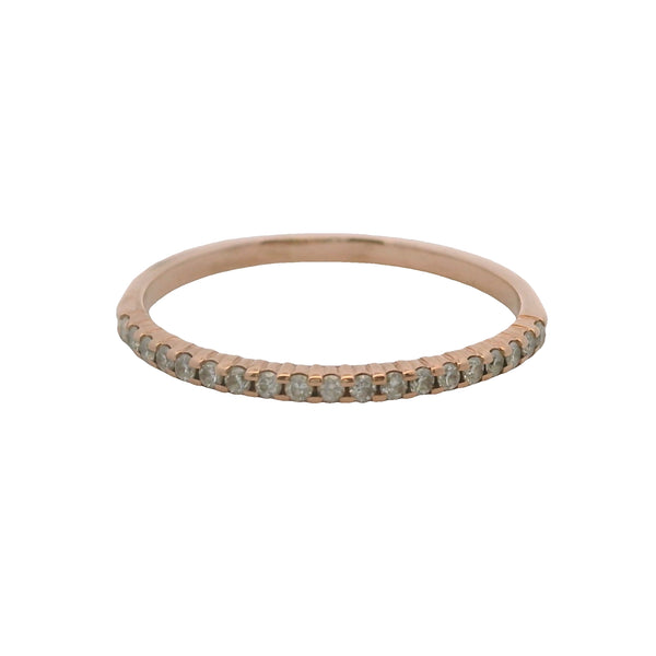 10kt Rose Gold and Diamond Thin Line Stackable Band Ring Size 8