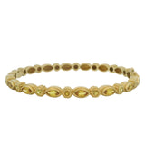 Vintage Solid 18kt Yellow Gold and Yellow Sapphire Mixed Cut Hinged Bangle 7" Bracelet