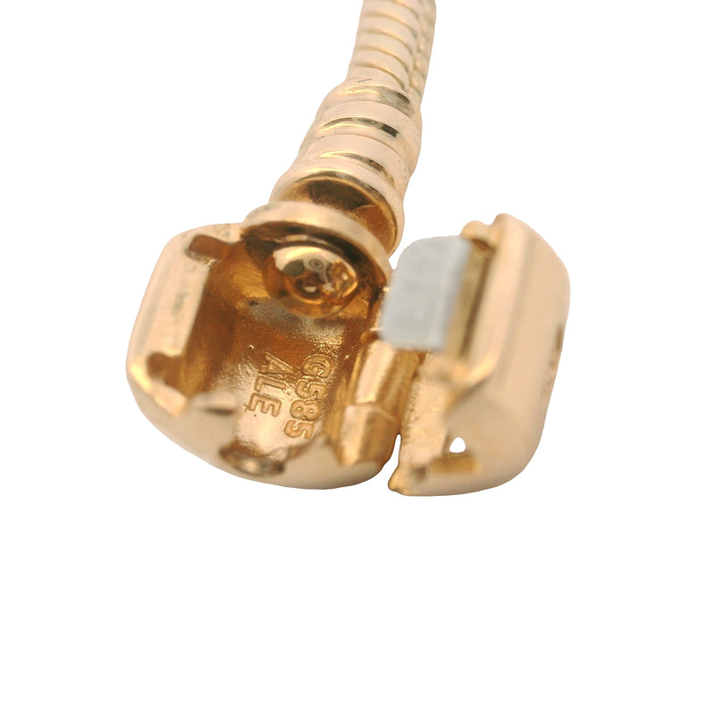 Pandora Solid 14kt Yellow Gold Snake Charm Bracelet With Stoppers and Cylinder Clasp 7.5"