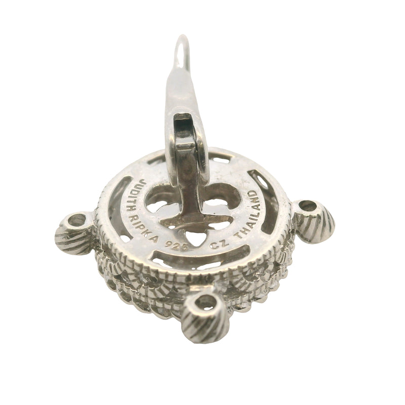 Judith Ripka Solid 925 Sterling Silver and CZ Lever Back Drop Cluster Earrings