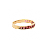 Solid 14kt Yellow Gold and Natural Ruby Half-Eternity Channel-Set 3mm Stacking Band Size 5.5