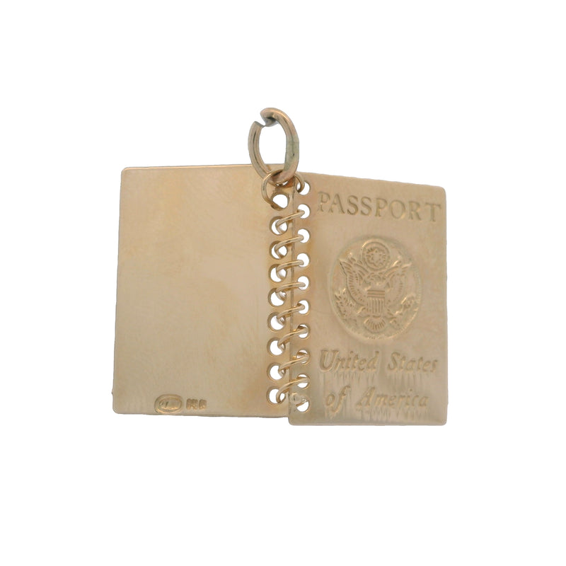 14kt Yellow Gold United States of America Passport Open Engravable Notebook Charm