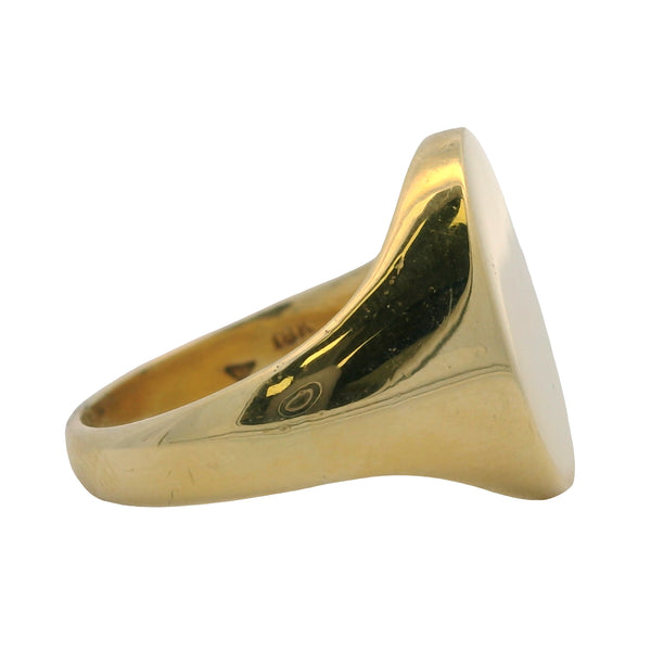 Trinity Vintage 1950s Solid 18kt 750 Yellow Gold 17mm Wide Oval Blank Signet Ring Size 9