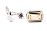 Dunhill 925 Sterling Silver & 14k 585 Yellow Gold Blank Signet Cuff links