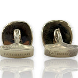 2006 Tateossian 925 Sterling Silver and Red-Backed Rock Crystal Toggle Cufflinks Made in Edinburgh