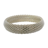 Tiffany & Co 925 Sterling Silver Somerset Mesh Bangle Bracelet Size L 8.5"