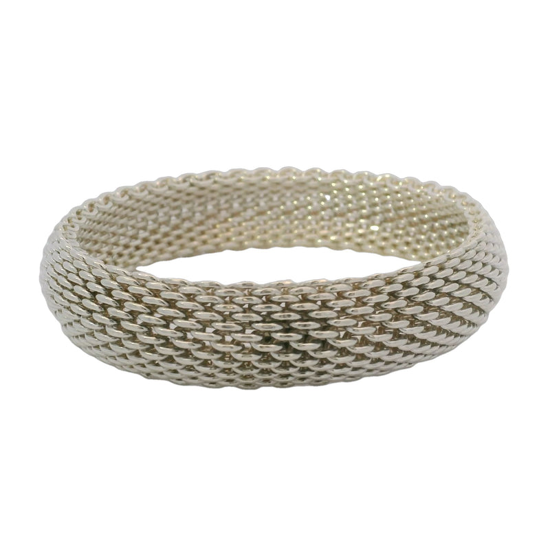 Tiffany & Co 925 Sterling Silver Somerset Mesh Bangle Bracelet Size L 8.5"