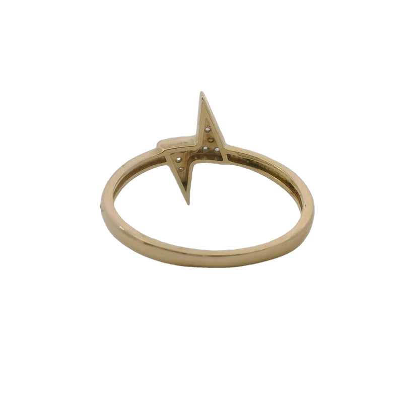 E&Co Solid 14kt Yellow Gold and CZ Lightning Bolt Ring Size 6.5