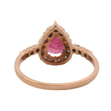 Solid 14kt Rose Gold Pear Cut Natural 1ct Ruby Ring with Diamond Halo Size 7