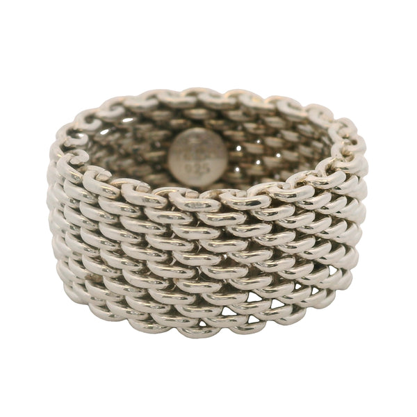Tiffany & Co Somerset Collection 925 Sterling Silver 10mm Mesh Ring