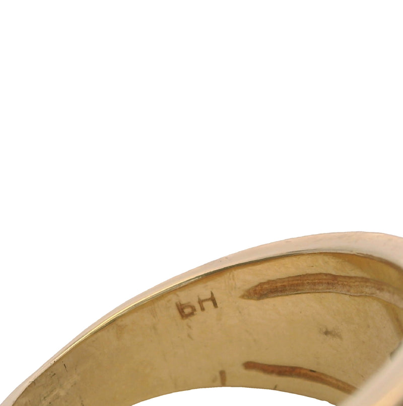Etruscan Revival 14kt Yellow Gold Band Sapphire Gemstone Diamond Ring Size 5.75