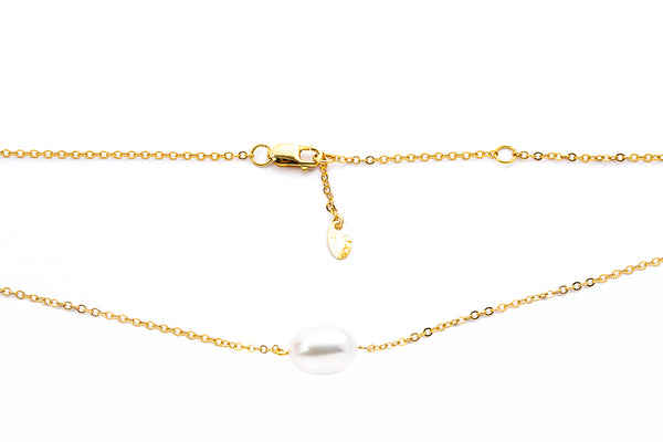 Carla Nancy B Freshwater Pearl Anchor Link 14K 585 Yellow Gold Necklace Pendant