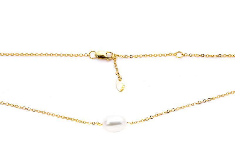 Carla Nancy B Freshwater Pearl Anchor Link 14K 585 Yellow Gold Necklace Pendant