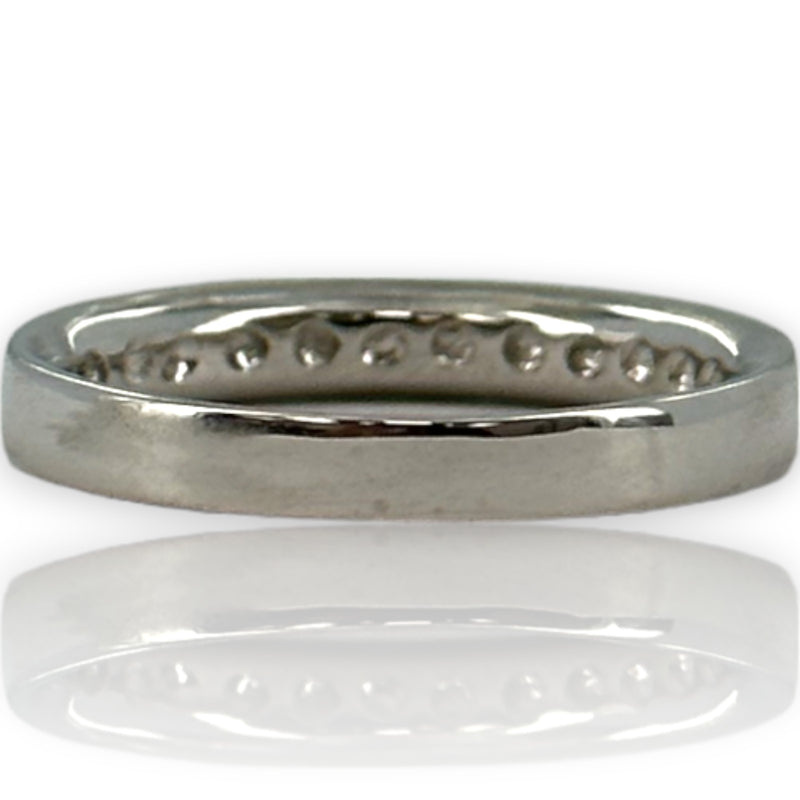 18kt White Gold Half Eternity 3.3mm Wedding Band with Two Rows of Diamonds