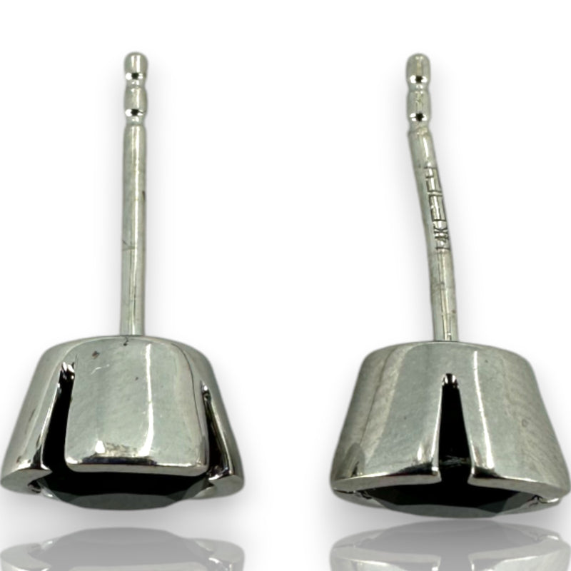 EFFY Jewelry 14kt Solid White Gold Bezel Set Onyx 7.5mm Stud Earrings