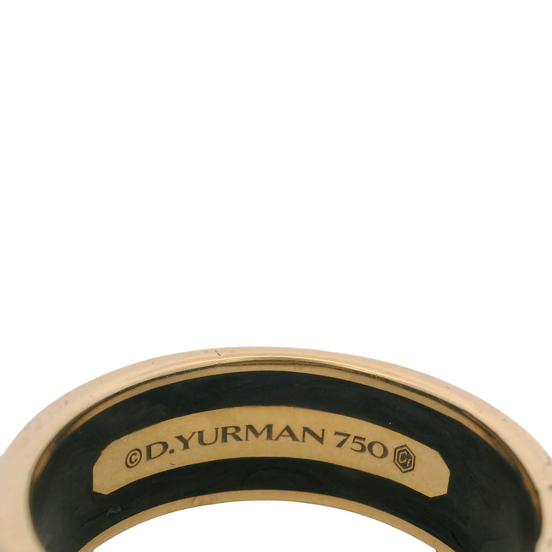 David Yurman 18kt Yellow Gold Men's Marbled Forged Carbon 8.4mm Band Ring Size 10