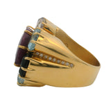 H. STERN & DVF Solid 18kt Yellow Gold Ruby, Tourmaline, Aquamarine, Quartz & Diamond Cocktail Ring Sz 11