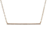 Shy Creation Solid 14kt Rose Gold Diamond Bar Pendant with Adjustable 15-18" Chain
