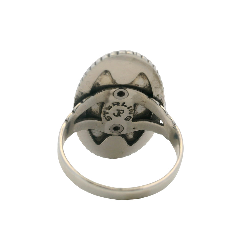 Vintage Pacific Jewelry Co 925 Sterling Silver and Bezel-Set Turquoise Solitaire Ring Sz 7