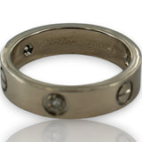 Vintage 1998 Cartier 18kt White Gold 5.5mm Classic Love Ring with 3 Diamonds Size 9.5 (61)
