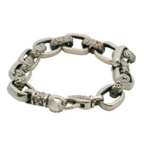 Jai by John Hardy 924 Sterling Silver Forget Me Not Wide Link Chain Bracelet 8.5"