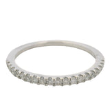 Solid 14kt White Gold and Diamond Half-Eternity Thin Dainty Band Ring Size 6.75