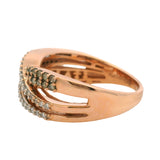 Kallati Solid 14kt Rose Gold and White and Brown Diamond Crossover Ring Size 7