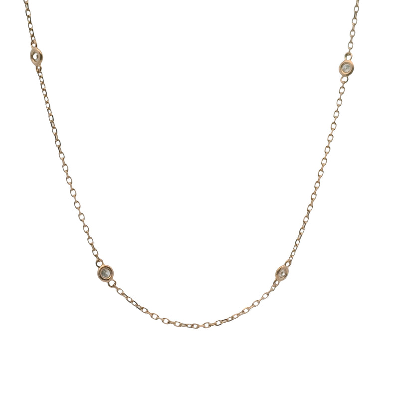 Solid 14kt Rose Gold 13.8" 0.32ctw Diamond 8 Station Choker Necklace