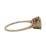 Antique 1910s 14kt Yellow Gold Filigree Old Mine Diamond Solitaire Ring Size 6