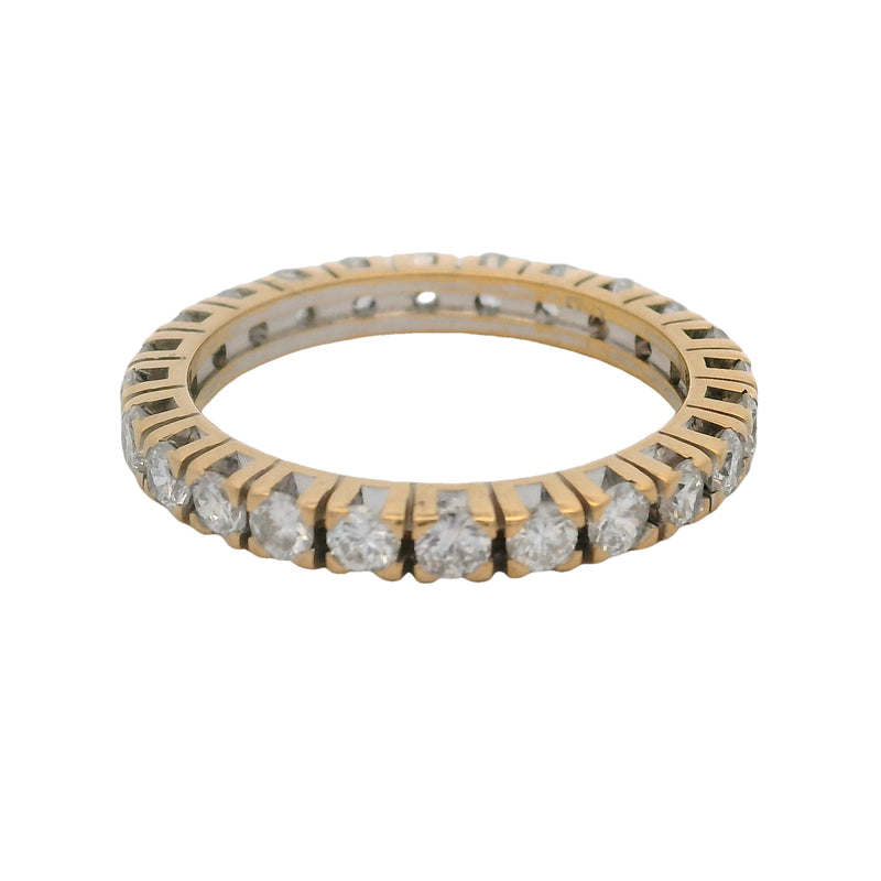 Solid 18kt Yellow Gold and Round Diamond 2.6mm Wide Eternity Band Ring Size 6