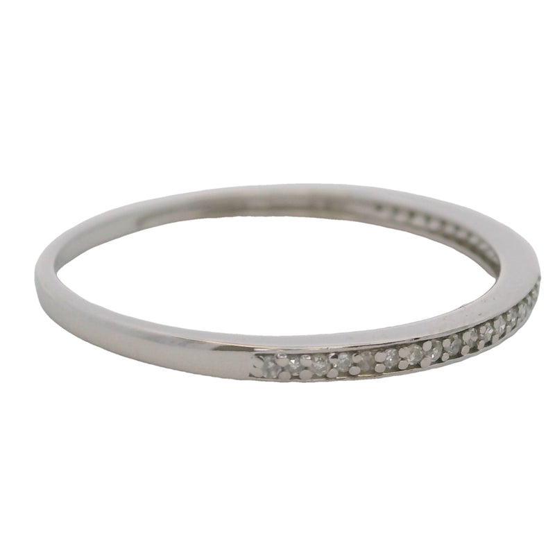 Solid 10kt White Gold and Diamond 1.7mm Thin Stackable Wedding Band Ring Size 7