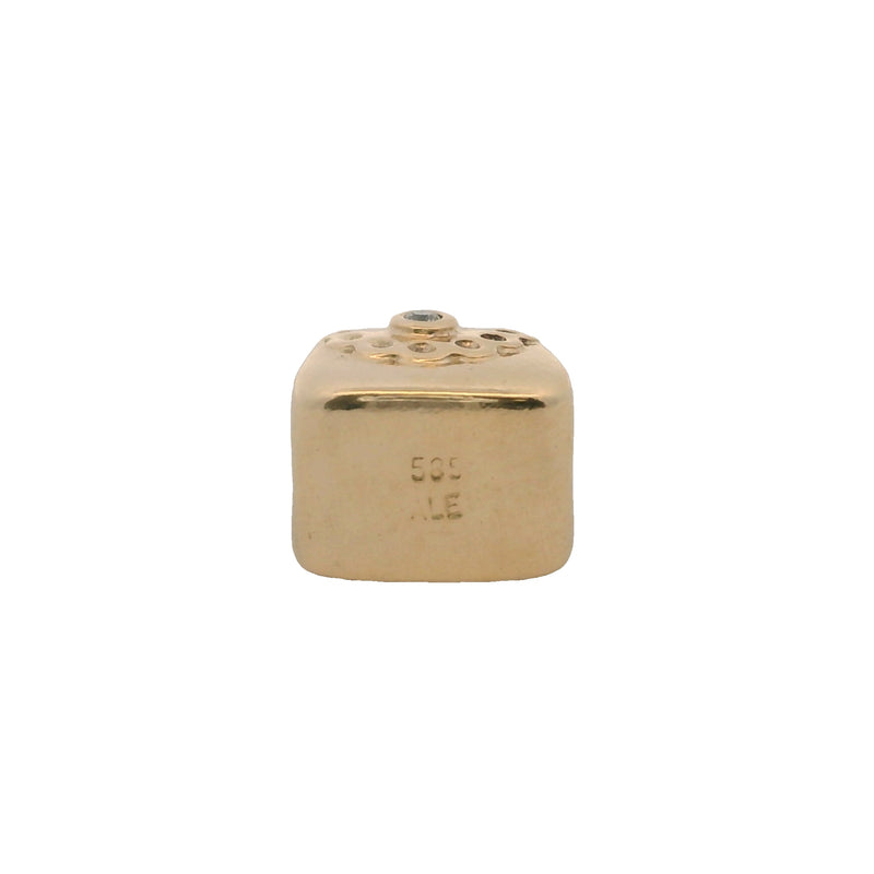 Charm deslizante para bolso de mano Pandora de oro macizo de 14 kt con un diamante.