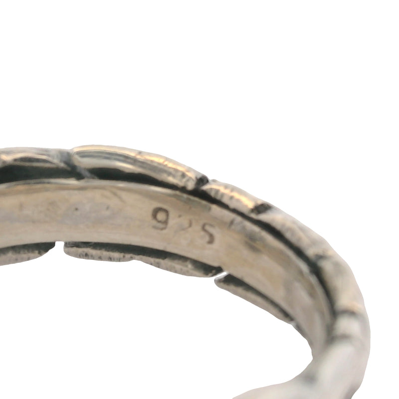 Anillo de hoja de flor en plata de ley 925 y oro amarillo de 18 kt con esmeralda central, talla 5
