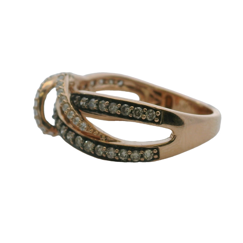 Le Vian 14kt Rose Gold White and Cognac 1/2ctw Diamond Loop Orbit Ring Size 7