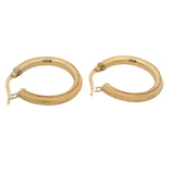 Vintage UnoAerre Italian Solid 18kt Yellow Gold Etched Textured 22mm Hoop Earrings