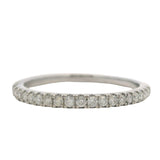 Solid 14kt White Gold and Diamond Thin 2mm Wide Half-Eternity Dainty Band Ring Size 7