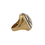Roberto Coin Cocktail Collection 18kt Yellow Gold Rock Crystal 25mm Statement Ring Size 7